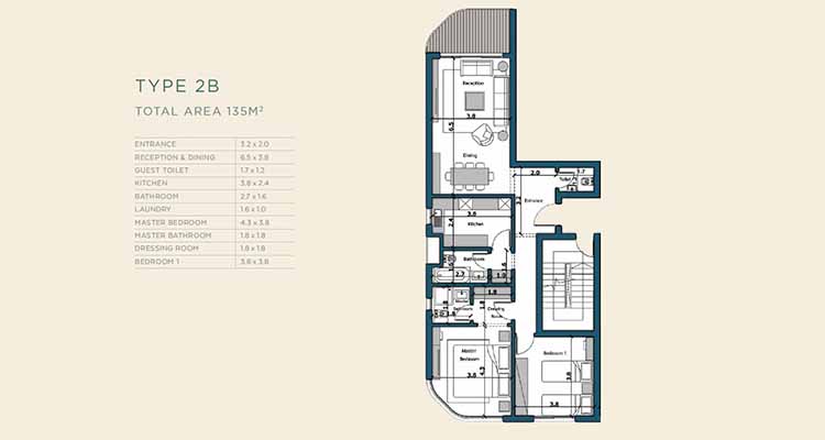 THE VUES BLOOMFIELDS - APARTMENT 135 sqm -شقة 135 متر للبيع في ذا فيوز بلوم فيلدز