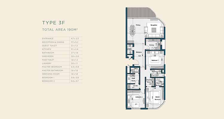 THE VUES BLOOMFIELDS - APARTMENT 190 sqm 2-شقة 190 متر للبيع في ذا فيوز بلوم فيلدز