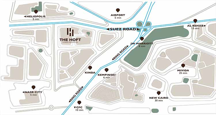 Location of The Hoft New Cairo Compound - موقع كمبوند ذا هوفت القاهرة الجديدة