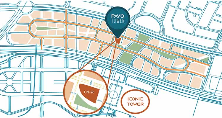 Pavo Tower New Capital CBD Location - Mercon developments -  موقع بافو تاور العاصمة الإدارية الجديدة - شركة ميركون للتطوير العقاري