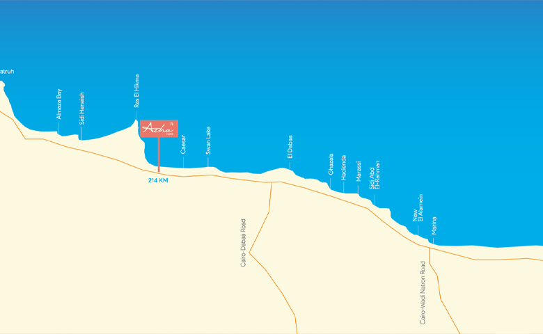 Location azha north coast by madaar developments - موقع مشروع ازهي الساحل الشمالي مدار للتطوير العقاري